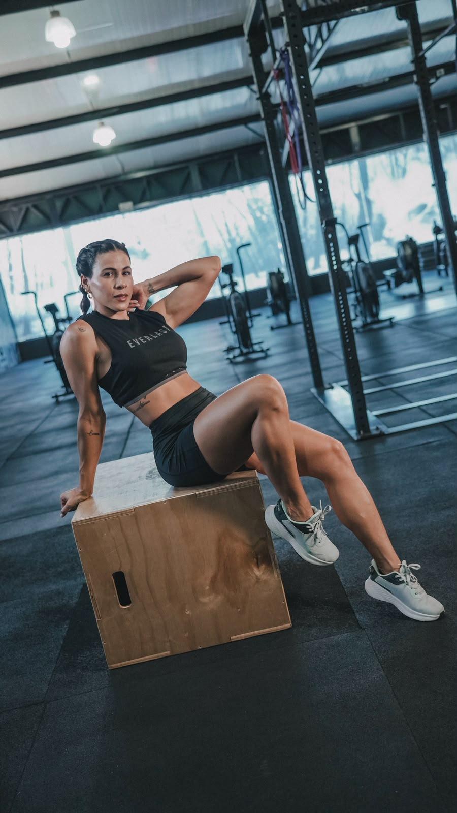 Angel durante una sesión de contenido fitness
